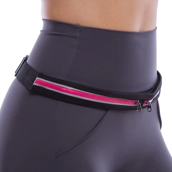 Спортивная сумка на пояс для бега с двумя отделениями на молниях Scout My Fit 1763 Black-Pink