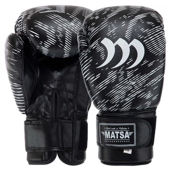 Рукавички для боксу та єдиноборств на липучці Matsa Heroe 7762 Black-White 6 унцій