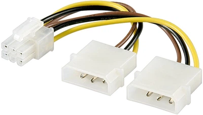 Кабель живлення внутрішній Goobay PCIePower 6p-MoleXx2 F/M 0.15m D=2x3.0mm 5pin(75.05.1360)