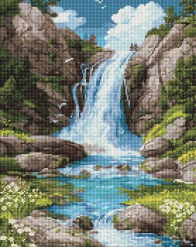 Алмазна мозаїка/вишивка Пейзаж. Гірський водоспад 40*50 см Ідейка AMO 8355