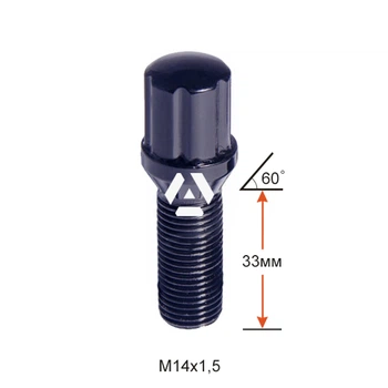 Болт колесный шлицевой ALFARRO A174130SD BA Cr М14х1,5х33мм Конус для узких отверстий в диске Черный Хром Ключ-адаптер