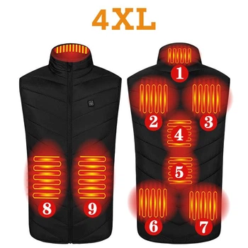 Жилет с подогревом размер 4XL на 9 зон с питанием от PowerBank Черный (HV09-4XL)