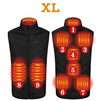 Жилет із підігрівом розмір XL на 9 зон з живленням від PowerBank Чорний (HV09-XL)
