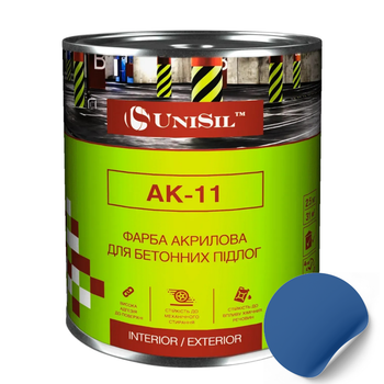 Краска акриловая АК-11 для бетонных полов, ТМ «Unisil», Сигнальный синий RAL 5005, 2,5 л