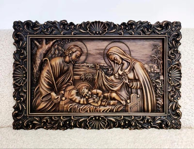 Різьблена ікона "Святе Сімейство" ALEDRO DECOR
