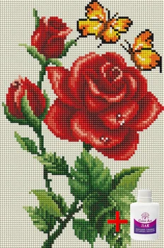 Алмазная мозаика на подрамнике ColorArt 20х30 Роза и бабочки DTP714 + Подарок лак для покрытия