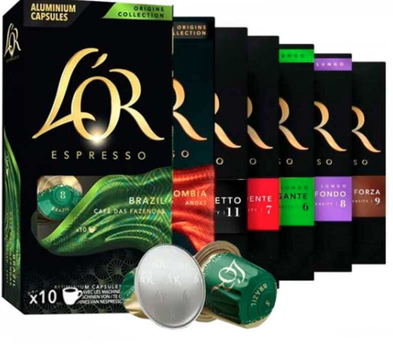 Кава в капсулах Nespresso L`OR колекція 70 шт.