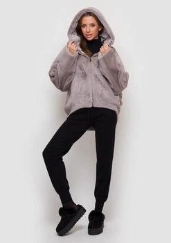 Мягкая экошуба с капюшоном 87-89-002-73 Розовый L/XL