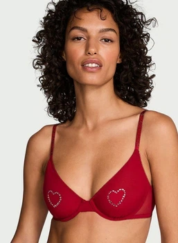Червоний бюстгальтер зі стразами серце Victoria's Secret (80В)