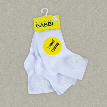 Набор детских демисезоных носков для девочки GABBI NSD-1022/3 (комп.3 пары) Белый р.10-12 (91023)