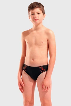 Плавки-шорты для мальчиков Arena POSEIDONIA SWIM BRIEFS Черный, Коралловый 140 см (009009-504 140)