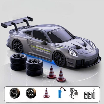 Дрифт-машинка на пульті керування Porsche 911, машинка для дрифту на радіокеруванні 4WD порш 1:24 сірий