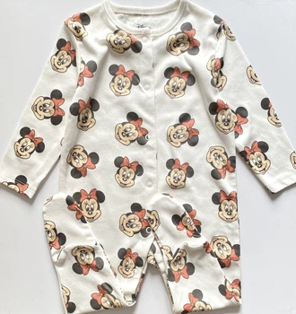 Человечек бежевый монограммный с Mickey Mouse на девочку Primark 74 размер на 6-9 месяцев