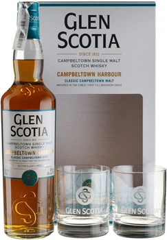 Віскі Glen Scotia Campbeltown Harbour 0.7 л 40% + 2 склянки у подарунковій упаковці (5016840172291)