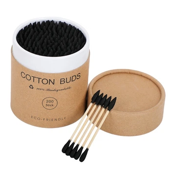 Ватные палочки Cotton Buds двухсторонние в коробке черные 200 шт