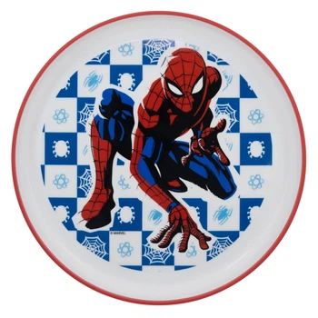 Детская пластиковая миска 19,6x19,6x2,5 см Человек-паук Stor Spider-Man нескользящей силиконовой основой красная с синим и белым