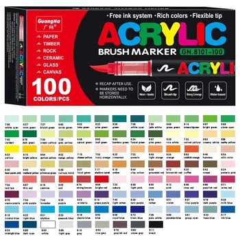 Акриловые маркеры GuangNa Brush GN-8101 с мягкой кисточкой 100 шт.