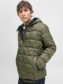 Куртка демисезонная с капюшоном двусторонняя мужская Jack & Jones 12278780 M Black (5715724884953)