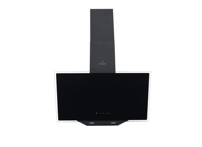 Черная наклонная кухонная вытяжка Perfelli DNS 6272 D 700 BL LED, сенсорная настенная декоративная, 60 см