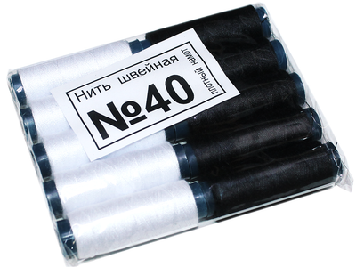 Нитки FROM FACTORY JNQ №40 5шт чорні та 5шт білі