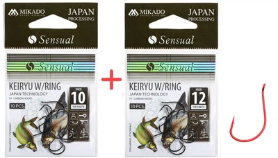 Набор крючков Mikado Sensual Keiryu №10 и №12 (ушко) 2x10 шт. red (HS10078-SET10R-12R)