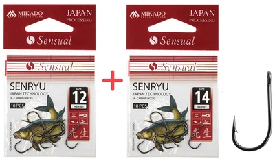 Набор крючков Mikado Sensual Senryu №12 и №14 (ушко) 2x10 шт. black nickel (HS9501-SET12B-14B)