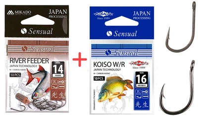 Набір гачків Mikado Sensual Koiso №16 та Mikado Sensual River Feeder №14 (вушко) 2x10 шт. black nickel (HS10011-800-SET16BN-14DB)