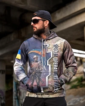 Чоловіче худі Saint Ground Force Піксель мілітарі на флісі сублімація L