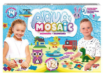 Аквамозаїка Aqua Mosaic DankoToys AM-01-03, маленький набір, 6+, 12 кольорів, творчий набір для дітей
