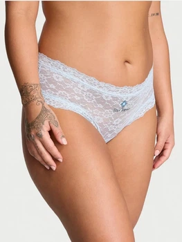 Трусики бразилиана женские Victoria's Secret Posey Lace Cheeky 26937646 S Голубые (7391839127056)