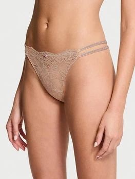 Трусики бикини женские Victoria's Secret Twinkle Strap Lace Brazilian 26908187 M Бежевые (7391839126971)