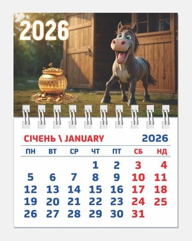 Календар Контраст на магніті (90х105) на 2026 рік Кінь 16
