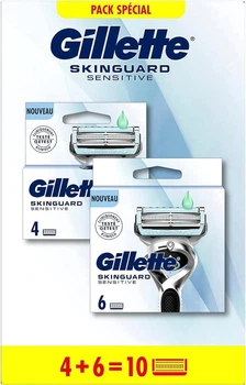 Сменные картриджи для бритья (лезвия кассеты) мужские Gillette Skinguard Sensitive 10 (6+4) шт