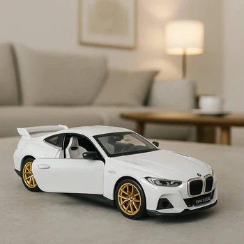 Машинка інерційна АВТОПРОМ BMW 3.0 CSL біла 1:34 звук дрифту при натисканні, двері відкриваються зі світлом 68732