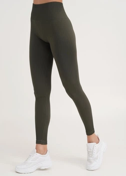 Леггинсы женские бесшовные&nbsp;в рубчик с моделирующим швом сзади Leggings Rib Khaki L/XL Зеленые