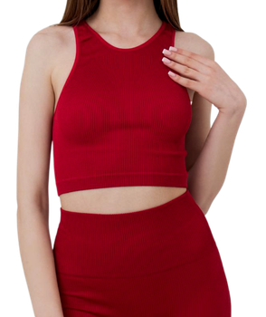Топ в рубчик женский из микрофибры с открытыми плечами Giulia Halter Top RIB Winery S/M Красный