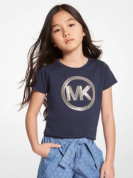 Детская укороченная футболка для девочки Michael Kors 186986204 134 см Синяя (1159800833)