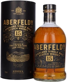 Виски Aberfeldy Cadillac 15 лет выдержки 0.7 л 43% в подарочной упаковке (7640330380620)