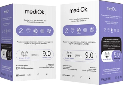 Перчатки медицинские латексные Mediok неопудренные стерильные Размер 9.0 100 шт (4820261011685)