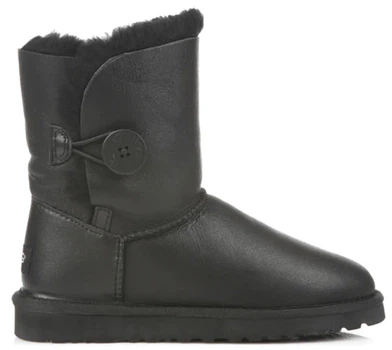 Жіночі уггі Середні Чорні Шкіряні з Пуговкою UGG Australia BAILEY BUTTON Black Leather (35, чорний)