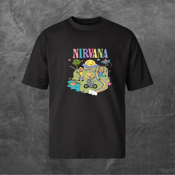Футболка унисекс с принтом Nirvana Нірвана група Оверсайз черная L