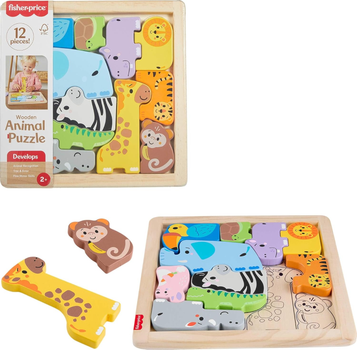 Пазл Fisher-Price Wooden Animal Puzzle JFG10 13 елементів (194735295890)