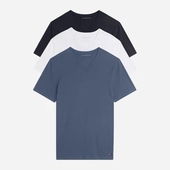 Набор футболок длинных хлопковых мужских Tommy Hilfiger 661662331 S 3 шт Стальной синий/Белый/Темный синий (7438516291119)