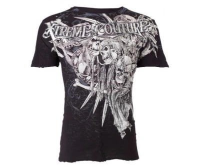 Футболка 3XL Xtreme Couture by AFFLICTION Men T-Shirt OUTLAW Skulls Tattoo Biker