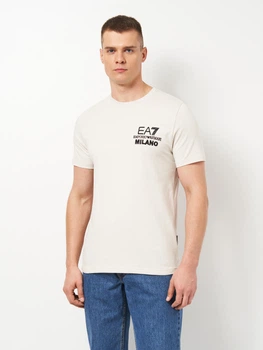 Футболка хлопковая длинная мужская Emporio Armani 11678 2XL Светло-бежевая (smt2000000042725)