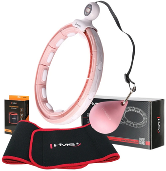 Хула-хуп HMS HHM15 Pink з лічильником + пояс для схуднення BR163 Red (5907695552744)