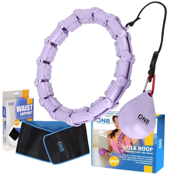 Хула-хуп HMS OHA02 Violet з вкладками та обважнювачем One Fitness + ремінь BR160 (5907695552935)