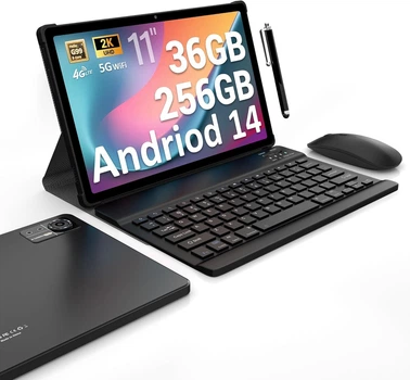 Планшет 11" 2K FASTWD T181 12+24/256Gb 4G 2-SIM 8 ядер Android 14 9580 mAh Черный Б/В