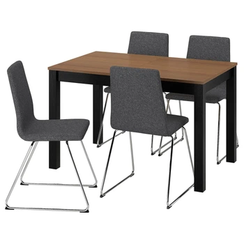 Стіл та 4 стільці ІКЕА ÅLHULT / LILLÅNÄS 120/170x80 см Gunnared темно -сірий хром (s49610090)