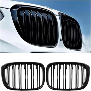 Решітки радіатора BMW X4 G02 LCI (2019-2021) у стилі М-чорні глянсові дворегенерні ніздрі БМВ TechPro (LMBMGRX310)